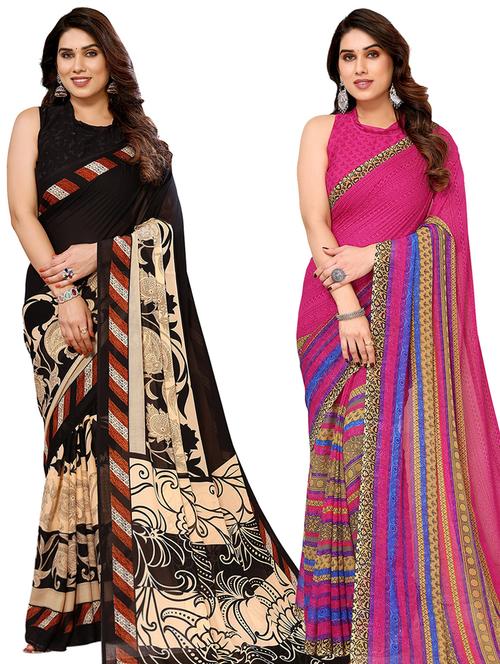  women pack of 2 casual wear combo sarees - 21441669 - Very Small Image - 1
