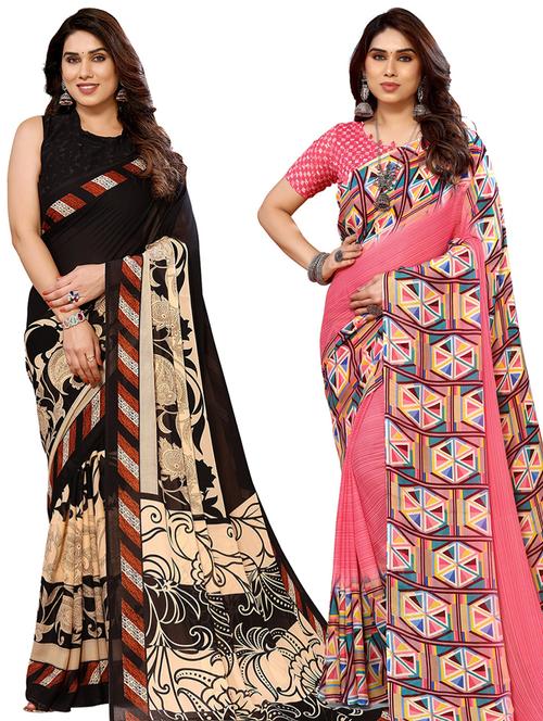  women pack of 2 casual wear combo sarees - 21441671 - Very Small Image - 1