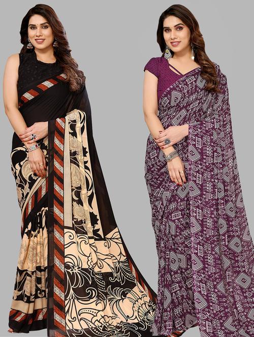  women pack of 2 casual wear combo sarees - 21441674 - Very Small Image - 1