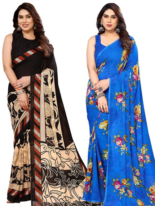 pack of 2 printed casual wear sarees - 21441676 - Very Small Image - 1