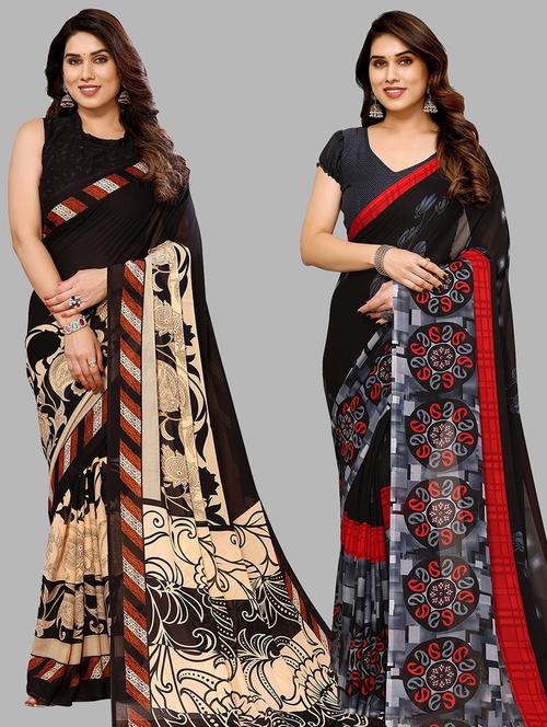 pack of 2 casual wear combo sarees with blouse - 21441678 - Very Small Image - 1