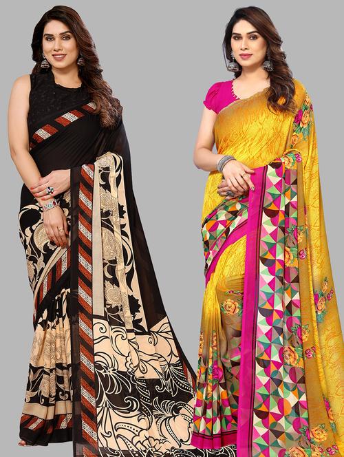 pack of 2 printed casual wear sarees - 21441679 - Very Small Image - 1