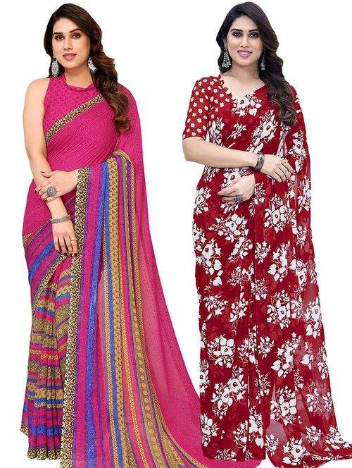  women pack of 2 casual wear combo sarees - 21441687 - Very Small Image - 1
