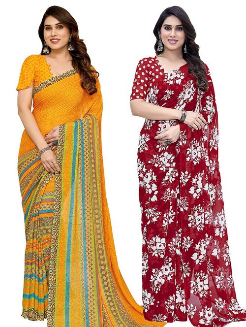 pack of 2 printed casual wear saree with blouse - 21441688 - Very Small Image - 1