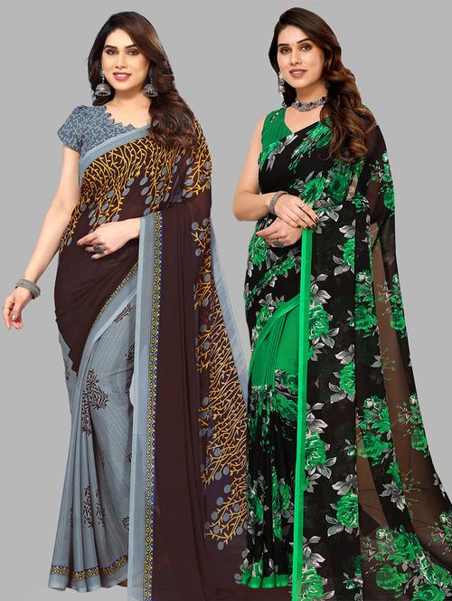 pack of 2 printed casual wear sarees - 21441690 - Very Small Image - 1