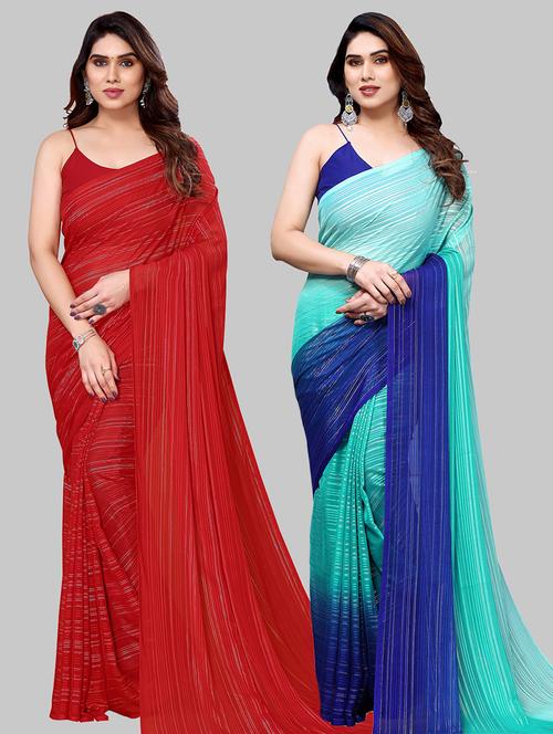  women pack of 2 casual wear combo sarees - 21443277 - Very Small Image - 1