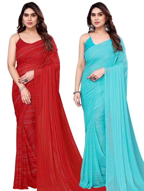  women pack of 2 casual wear combo sarees - 21443492 - Very Small Image - 1
