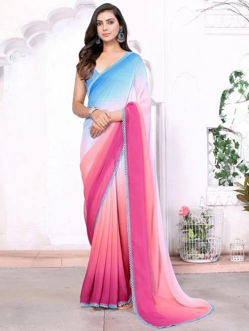 women ombre printed saree with blouse - 21443733 - Very Small Image - 1