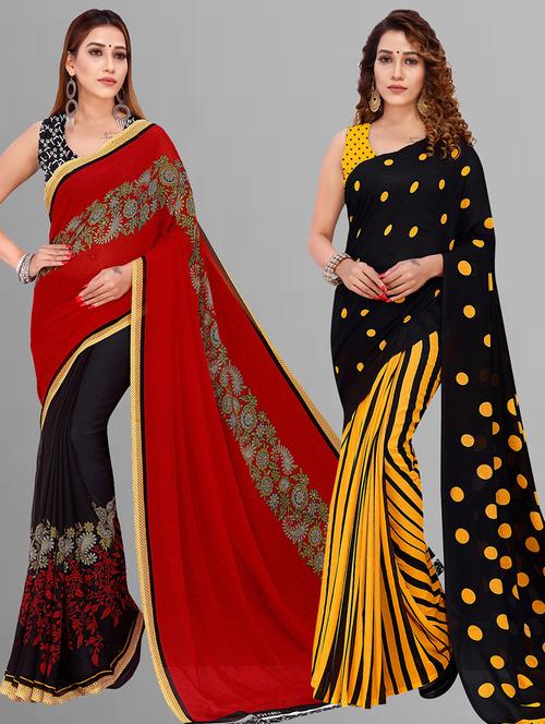 women pack of 2 casual wear combo sarees with blouse - 21443789 - Very Small Image - 1