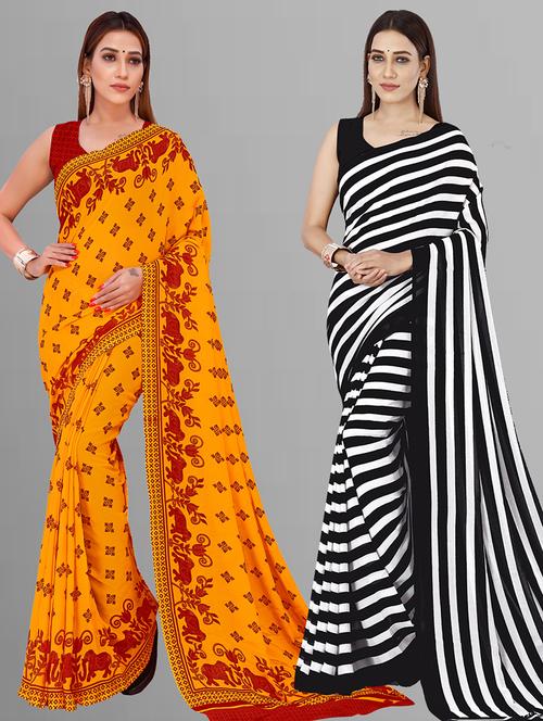 women pack of 2 casual wear combo sarees with blouse - 21443793 - Very Small Image - 1