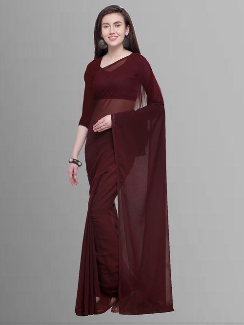 women plain casual wear saree with blouse - 21443802 - Very Small Image - 1