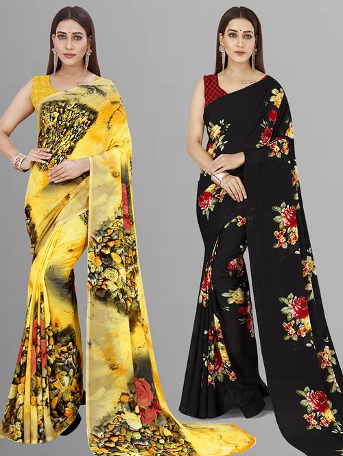 women pack of 2 casual wear combo sarees with blouse - 21443823 - Very Small Image - 1