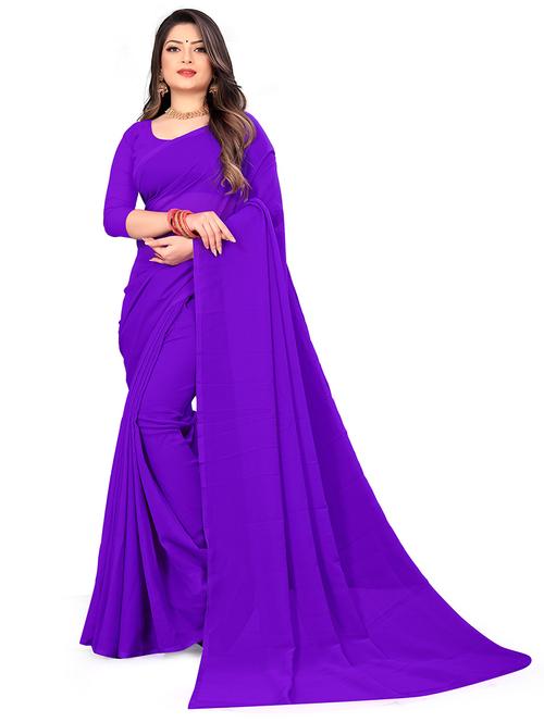 women plain casual wear saree with blouse - 21443842 - Very Small Image - 1