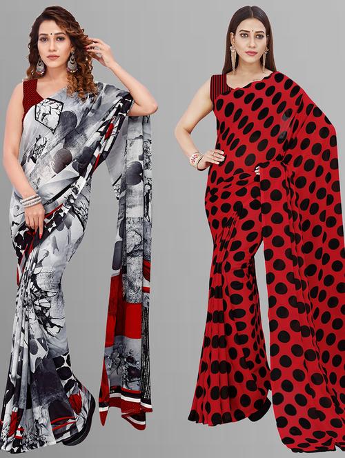 women pack of 2 casual wear combo sarees with blouse - 21443850 - Very Small Image - 1