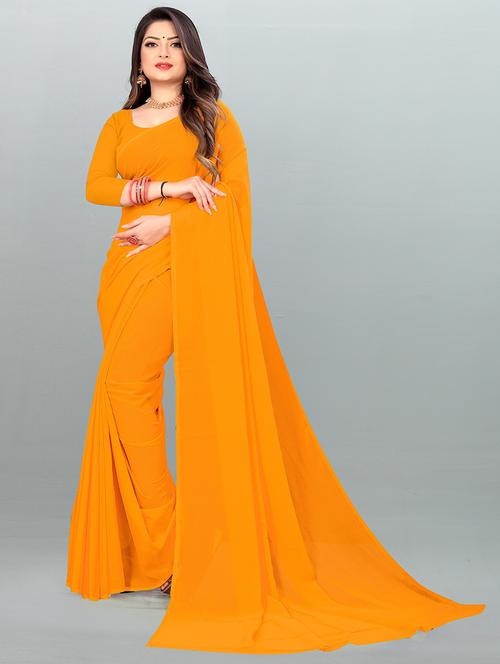 women plain casual wear saree with blouse - 21443890 - Very Small Image - 1