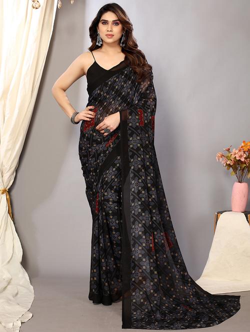 women printed casual wear saree with blouse - 21443907 - Very Small Image - 1