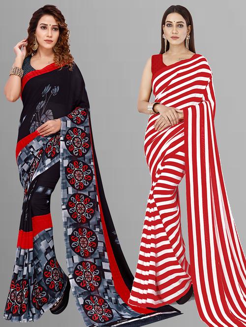 women pack of 2 casual wear combo sarees with blouse - 21443963 - Very Small Image - 1