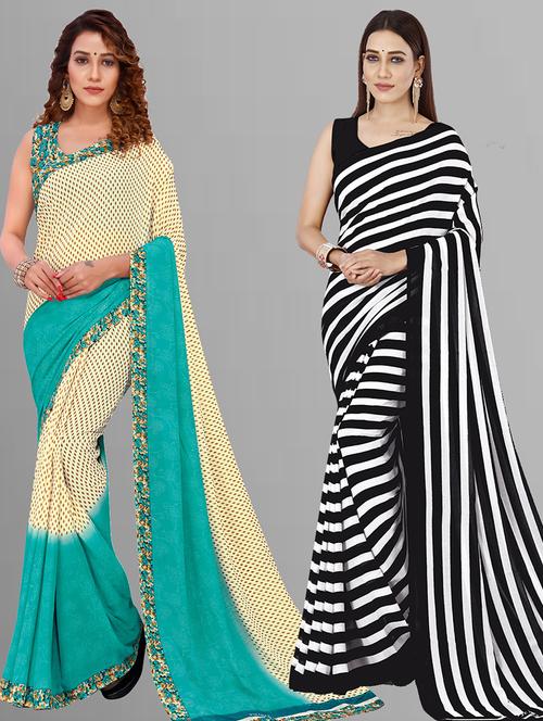 women pack of 2 casual wear combo sarees with blouse - 21443994 - Very Small Image - 1