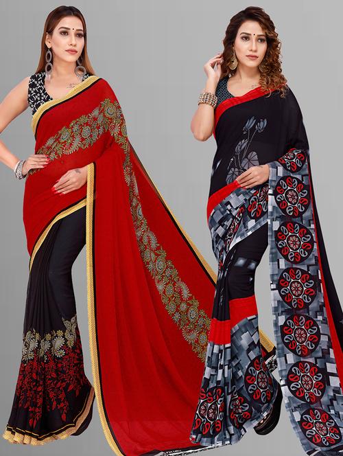 women pack of 2 casual wear combo sarees with blouse - 21444007 - Very Small Image - 1