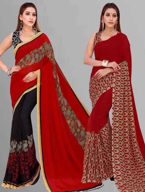 women pack of 2 casual wear combo sarees with blouse - 21444426 - Very Small Image - 1