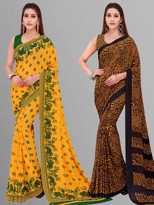 women pack of 2 casual wear combo sarees with blouse - 21444446 - Very Small Image - 1