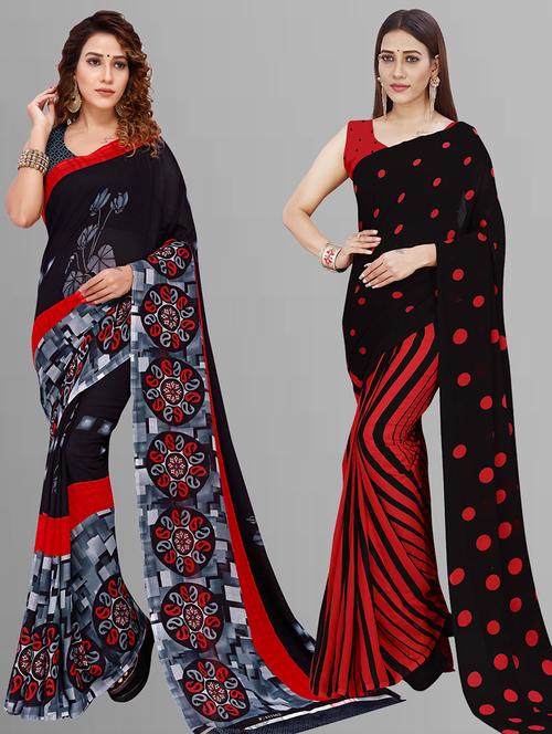 women pack of 2 casual wear combo sarees with blouse - 21444467 - Very Small Image - 1