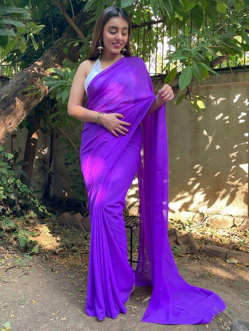 women solid casual saree with blouse - 21444629 - Very Small Image - 1