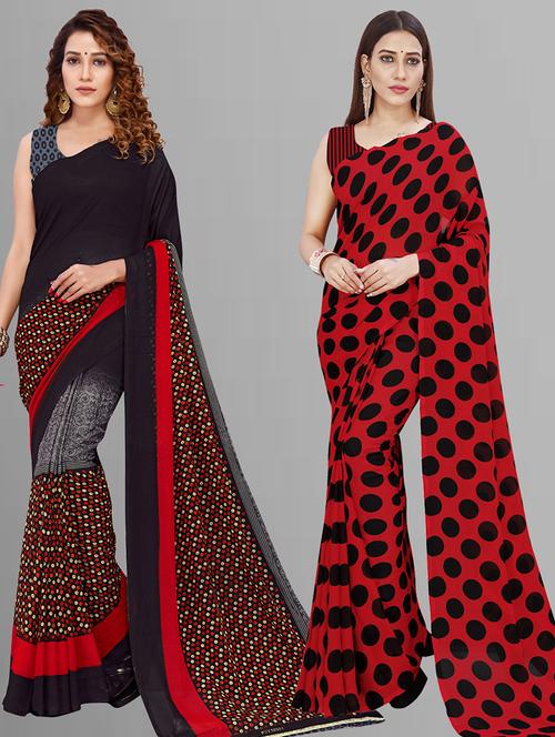 women pack of 2 casual wear combo sarees with blouse - 21444698 - Very Small Image - 1
