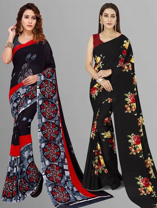 pack of 2 casual wear sarees with blouse - 21444716 - Very Small Image - 1