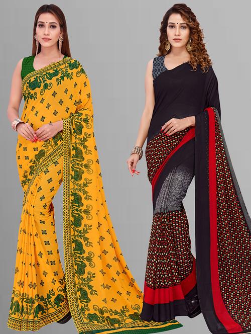 pack of 2 casual wear sarees with blouse - 21444786 - Very Small Image - 1