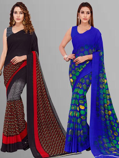 women pack of 2 casual wear combo sarees with blouse - 21444795 - Very Small Image - 1