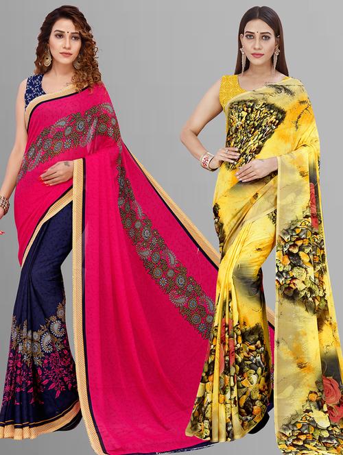 pack of 2 casual wear sarees with blouse - 21444807 - Very Small Image - 1