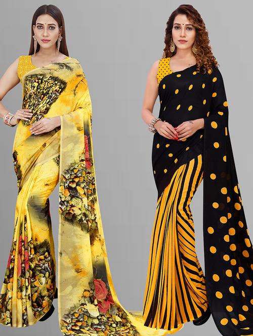 pack of 2 casual wear combo sarees with blouse - 21444907 - Very Small Image - 1