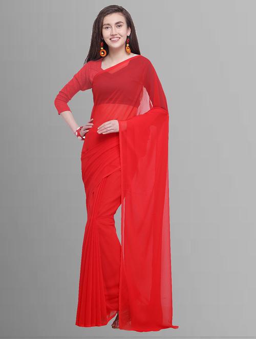 women plain casual wear saree with blouse - 21444910 - Very Small Image - 1