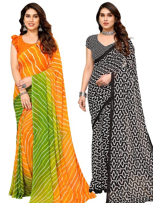 pack of 2 casual wear combo sarees with blouse - 21444979 - Very Small Image - 1