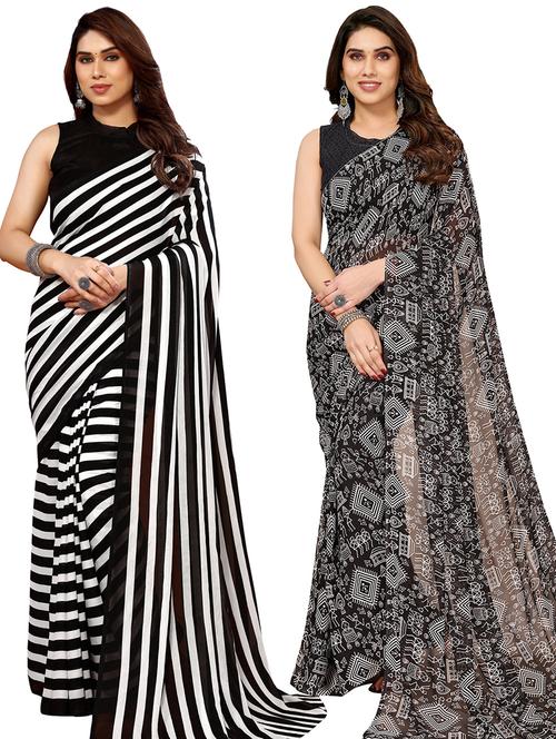 women pack of 2 casual wear combo sarees with blouse - 21444982 - Very Small Image - 1