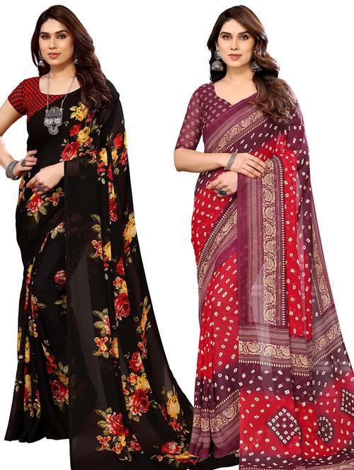 pack of 2 casual wear sarees with blouse - 21444992 - Very Small Image - 1