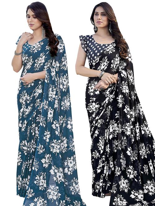 women pack of 2 casual wear combo sarees with blouse - 21444993 - Very Small Image - 1