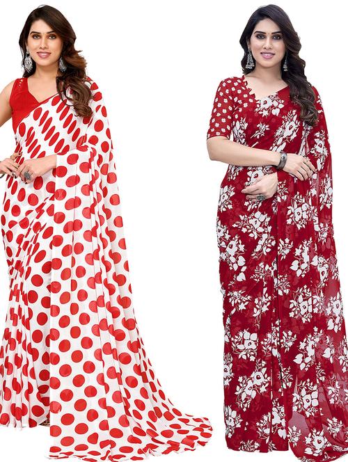 pack of 2 casual wear combo sarees with blouse - 21445001 - Very Small Image - 1