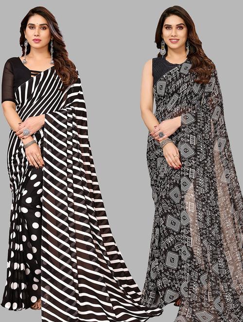 women pack of 2 casual wear combo sarees with blouse - 21445013 - Very Small Image - 1