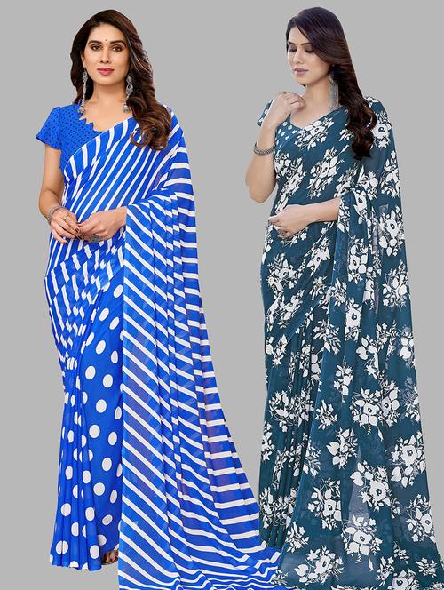 women pack of 2 casual wear combo sarees with blouse - 21445026 - Very Small Image - 1