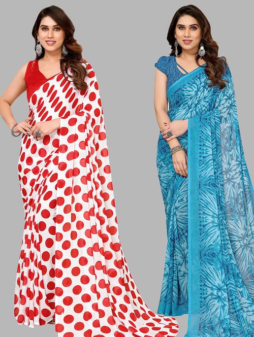 pack of 2 casual wear sarees with blouse - 21445034 - Very Small Image - 1