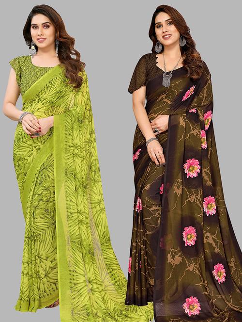 women pack of 2 casual wear combo sarees with blouse - 21445065 - Very Small Image - 1