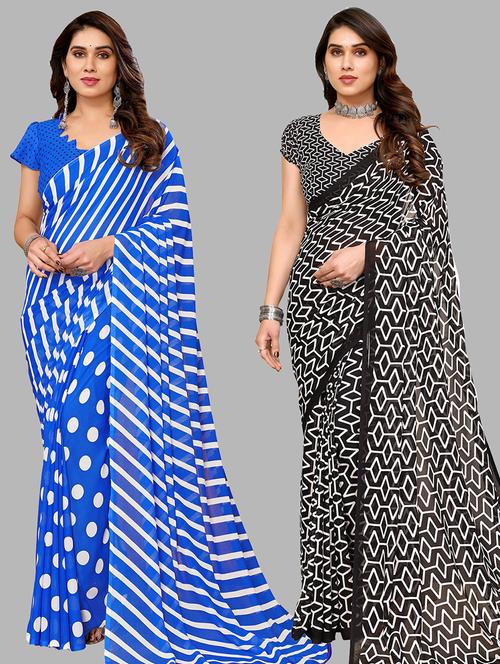 women pack of 2 casual wear combo sarees with blouse - 21445079 - Very Small Image - 1