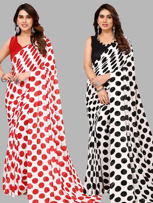 pack of 2 printed casual wear sarees with blouse - 21445159 - Very Small Image - 1