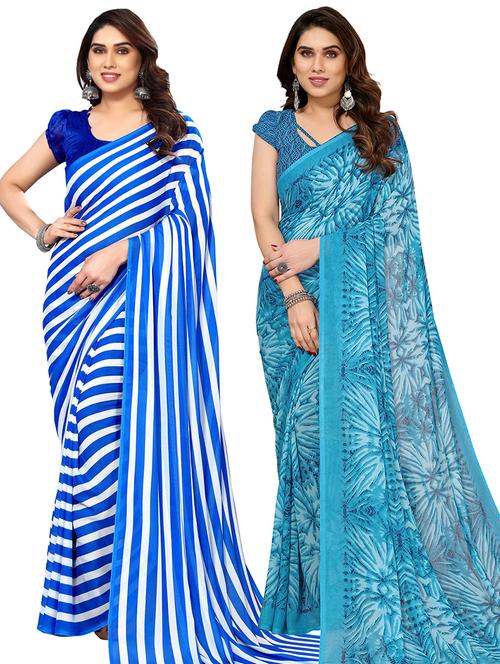 pack of 2 casual wear combo sarees with blouse - 21445224 - Very Small Image - 1