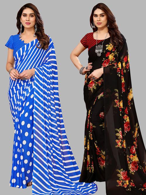 pack of 2 casual wear sarees with blouse - 21445236 - Very Small Image - 1
