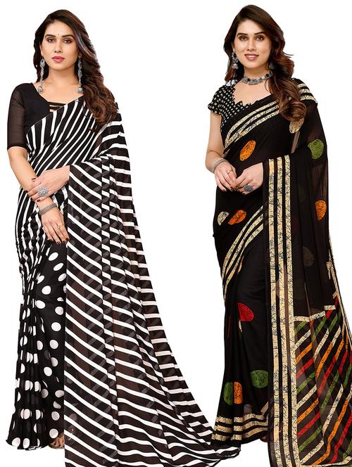 women pack of 2 printed casual wear saree with blouse - 21445257 - Very Small Image - 1