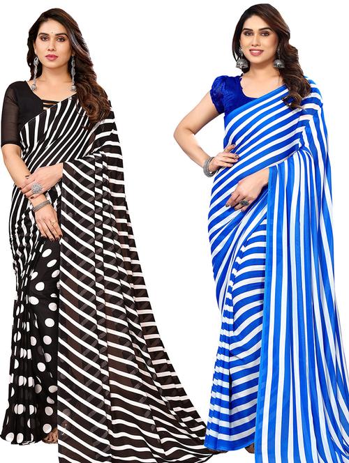 women pack of 2 casual wear combo sarees with blouse - 21445259 - Very Small Image - 1