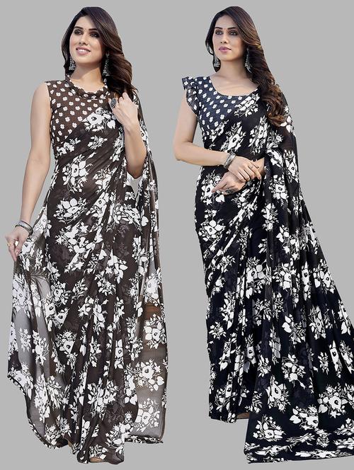 women pack of 2 casual wear combo saree with blouse - 21445272 - Very Small Image - 1